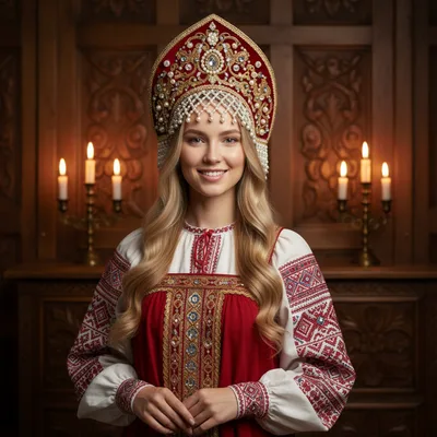 В кокошнике