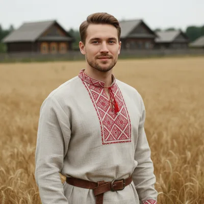 В косоворотке